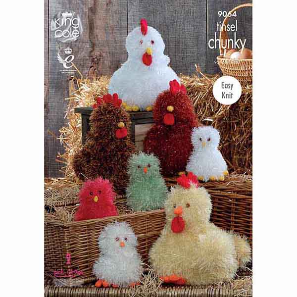 King Cole Easy Knit Novelty Toy Hens & Chicks Knitting Pattern 9064 - Tinsel Chunky