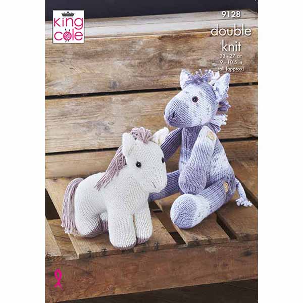 King Cole Novelty Toy Pony with Button Legs Knitting Pattern 9128 - Double Knit