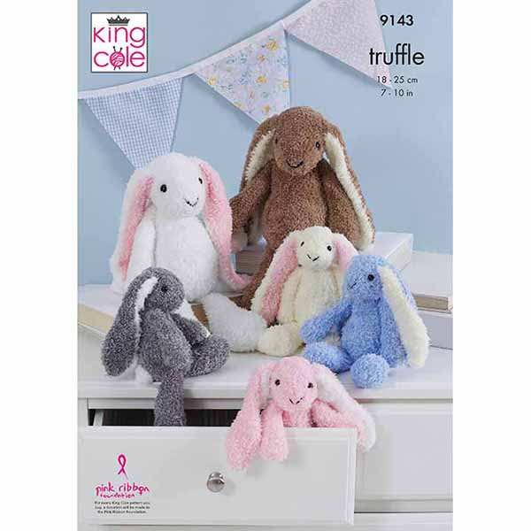 King Cole Novelty Toy Rabbits Knitting Pattern 9143 - Truffle