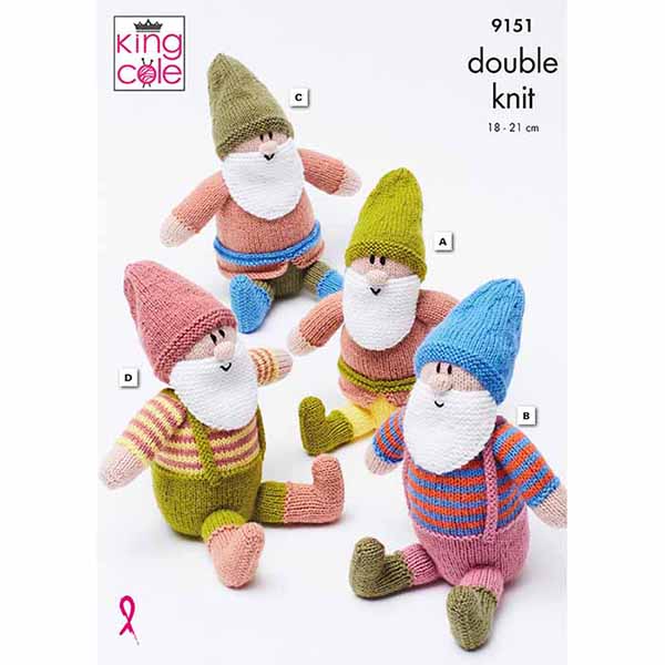 King Cole Novelty Gnome Gonk Toys Knitting Pattern 9151 - Double Knit