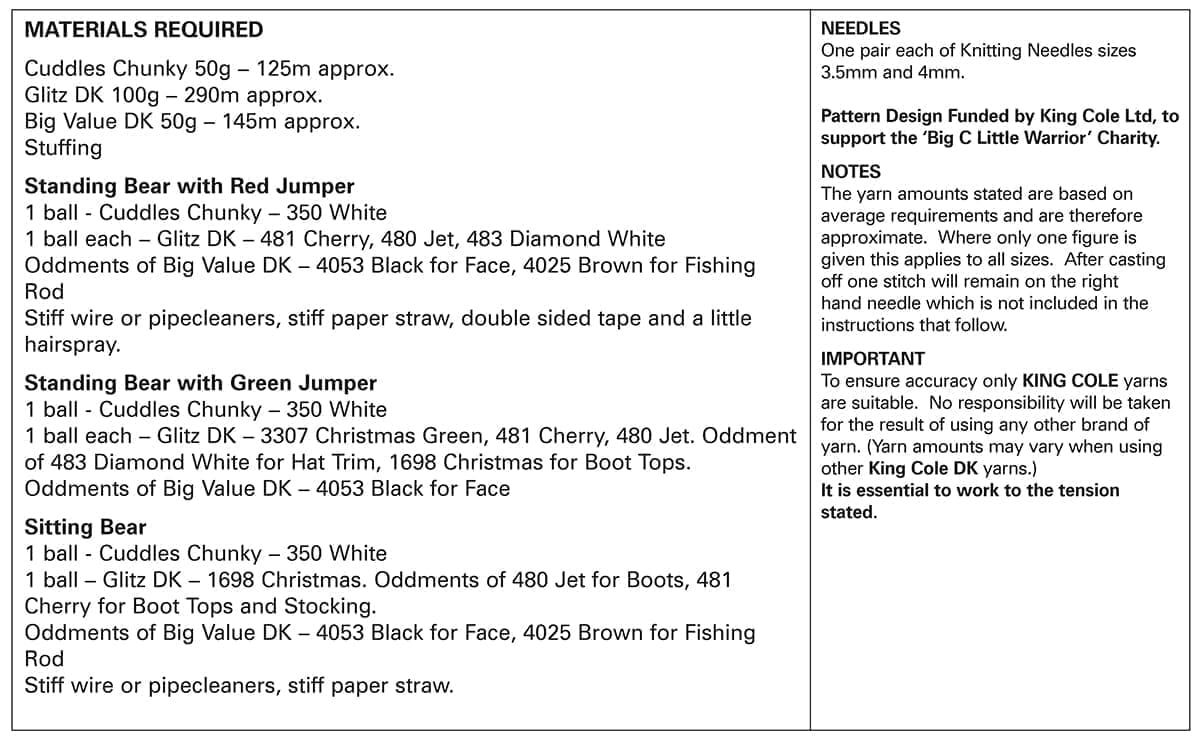 King Cole Novelty Christmas Polar Bears Knitting Pattern 9173 - Chunky & DK