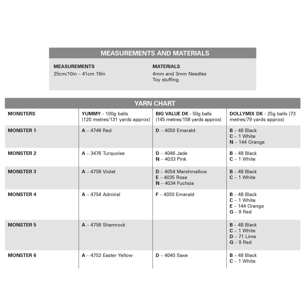 King Cole Novelty Toy Little Monsters & Aliens Knitting Pattern 9201 - Double Knit
