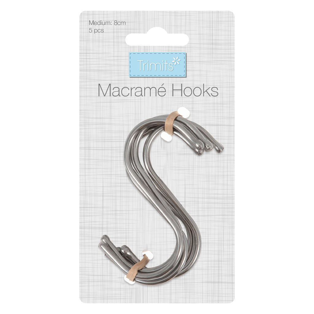 Macrame S Hooks: Silver - 5pc