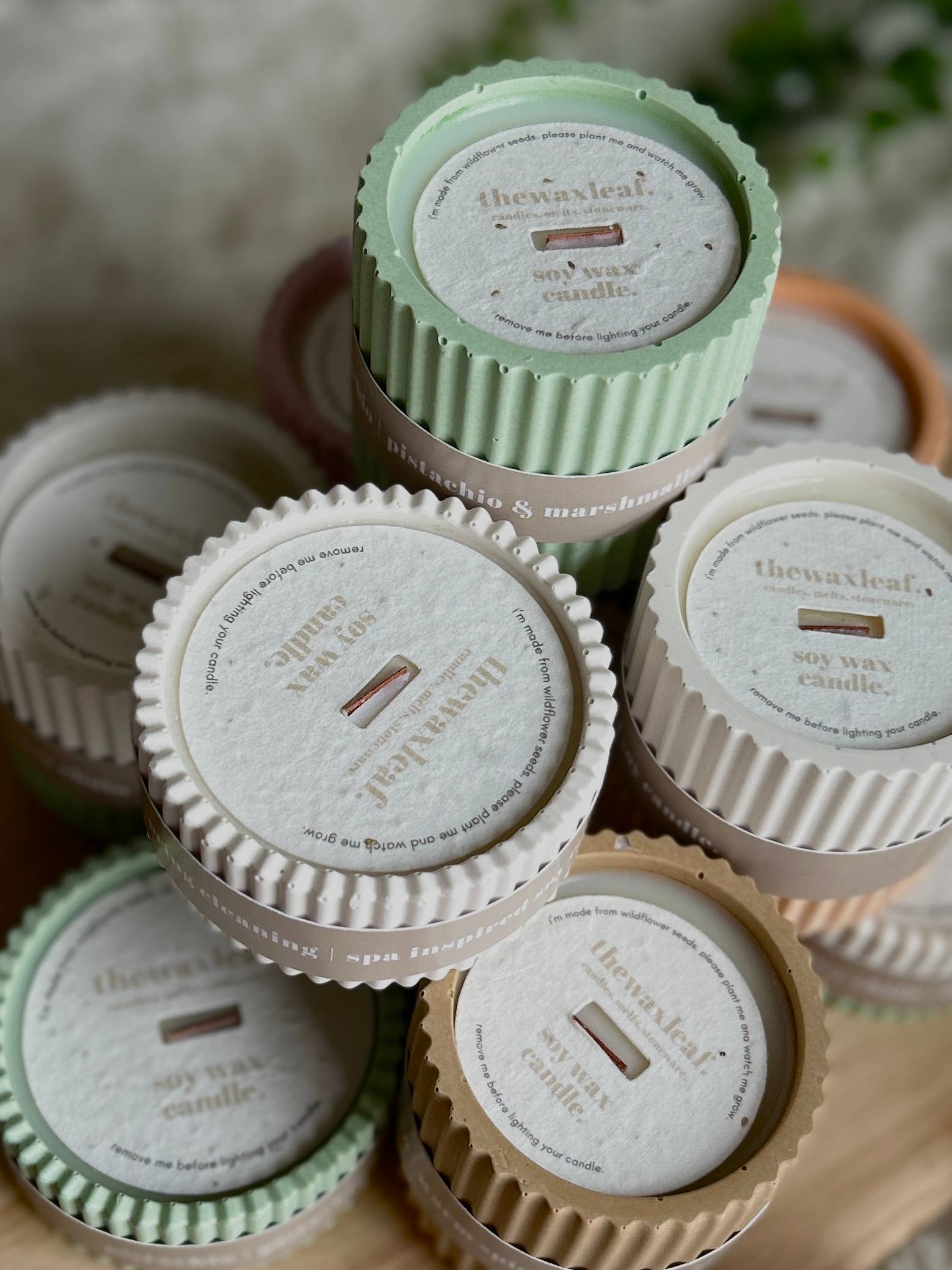 Pistachio Scented Soy Wax Refillable Small Candle in Sage