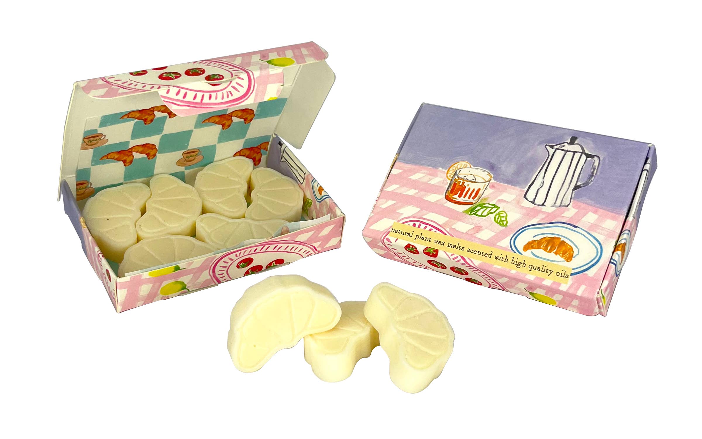 Wax Melt Shapes in illustrated Boxes