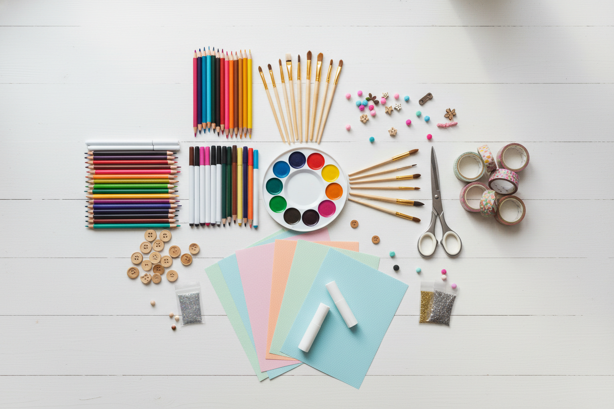 arts and crafts flatlay