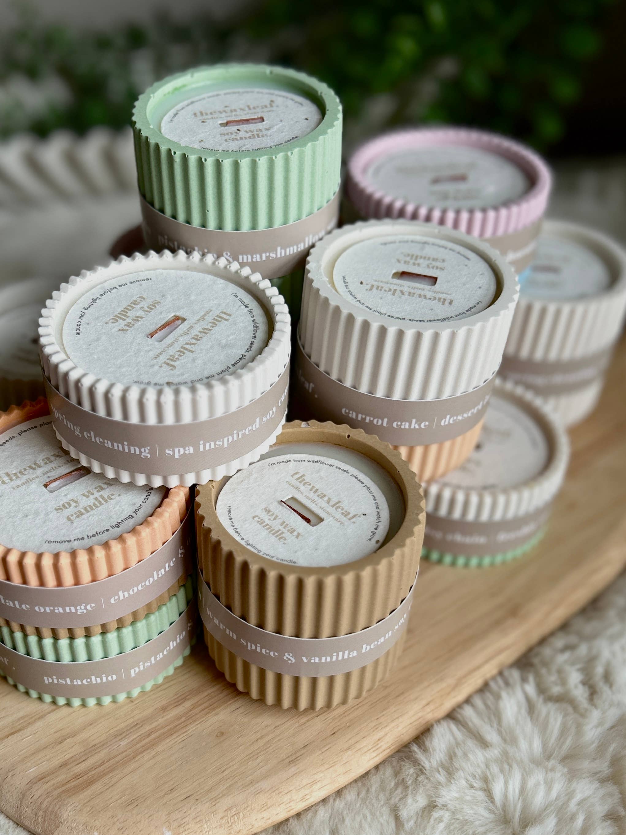 Clean Spa Scented Soy Wax Refillable Small Candle in Stone