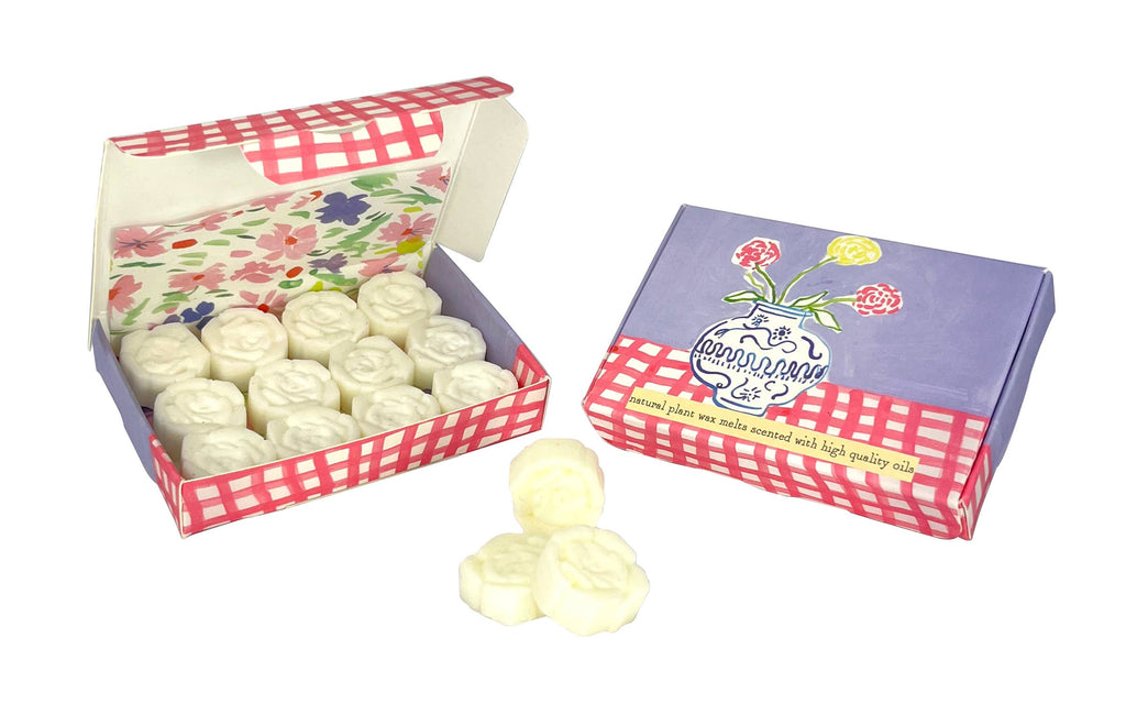 Wax Melt Shapes in illustrated Boxes