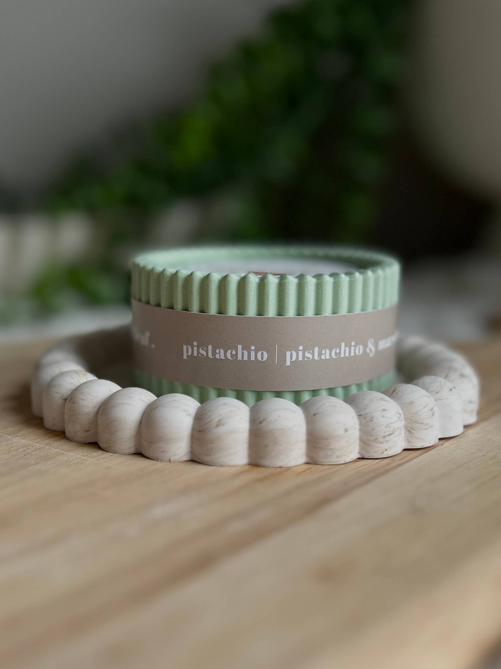 Pistachio Scented Soy Wax Refillable Small Candle in Sage
