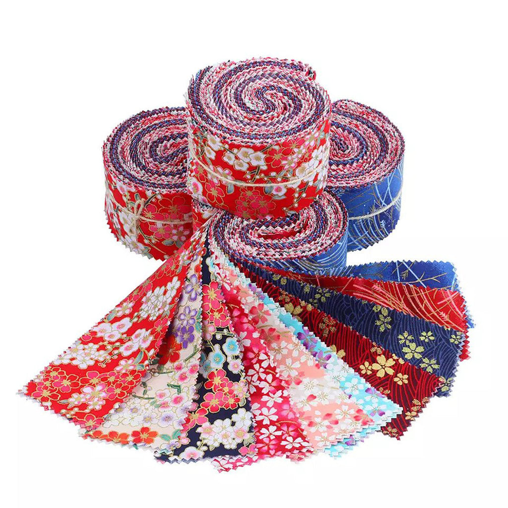 CraftsFabrics 20pcs 2.4x42" Floral Bronzing Jelly Rolls Quilting Strips Japanese Style