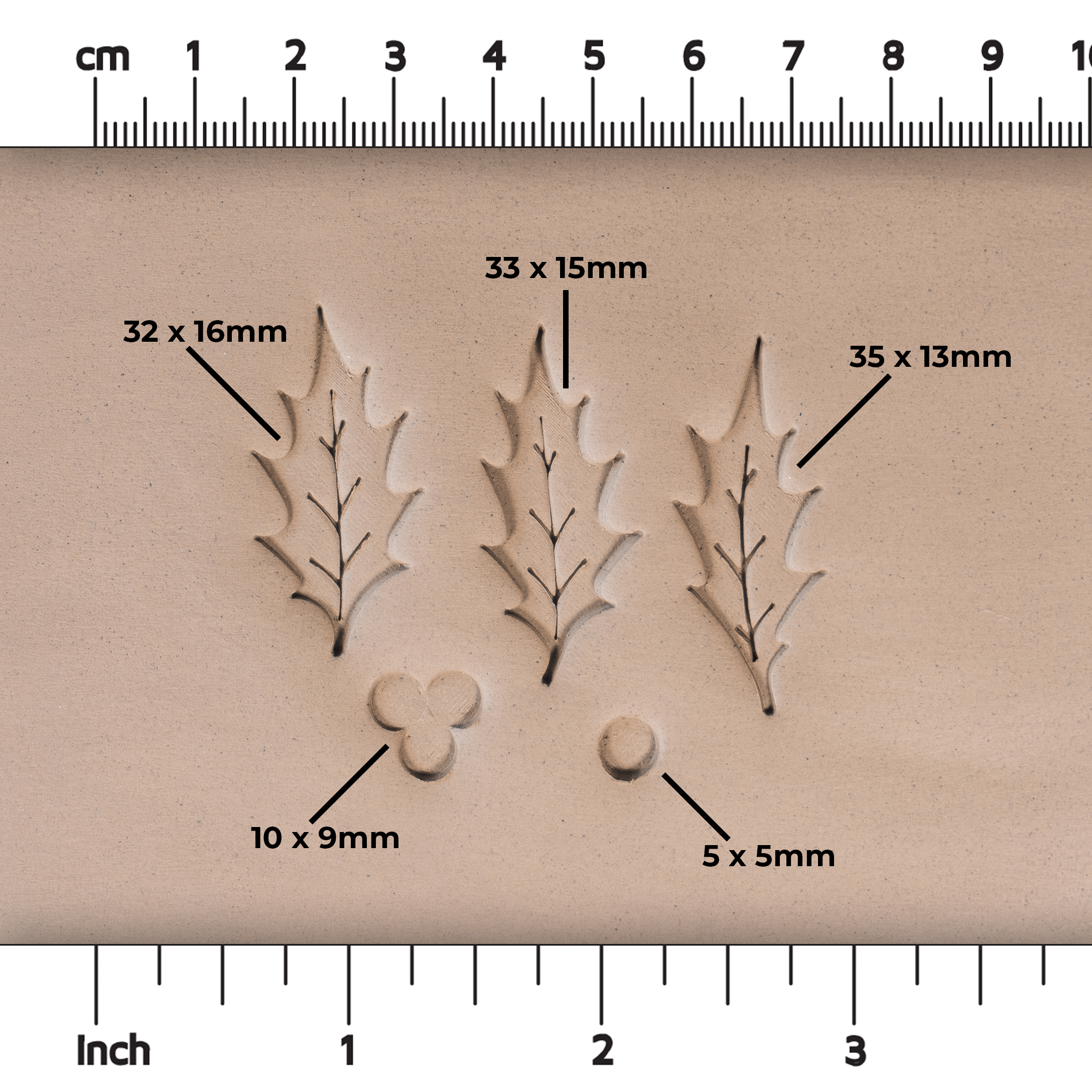 Holly Leaf & Berry Stamps - 3 Sizes