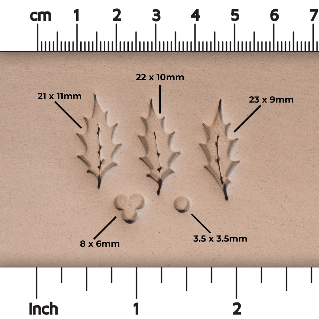 Holly Leaf & Berry Stamps - 3 Sizes