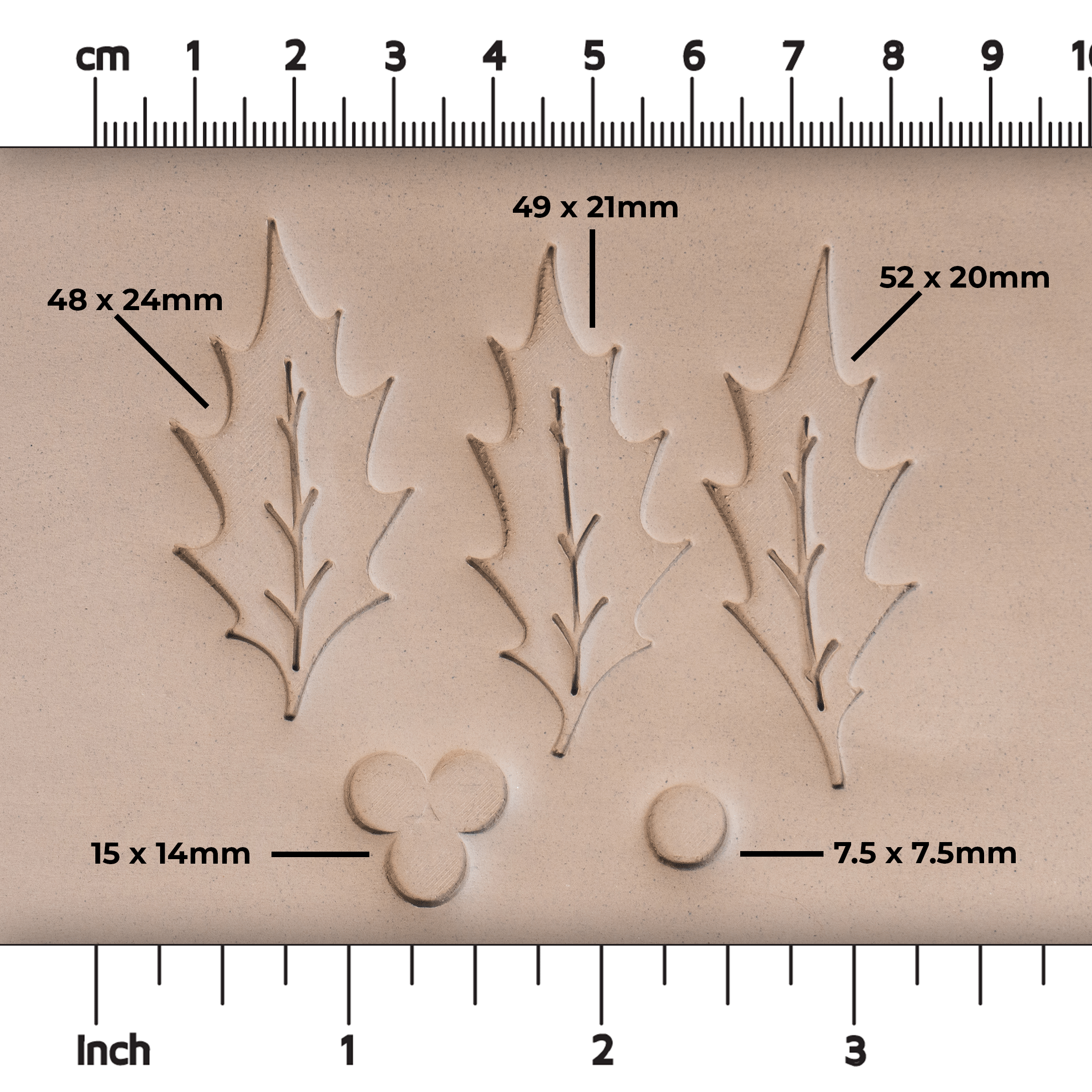 Holly Leaf & Berry Stamps - 3 Sizes