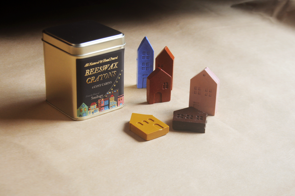 All-Natural & Non-Toxic Cosy Cabins – Natural Beeswax Crayon Set in a Tin