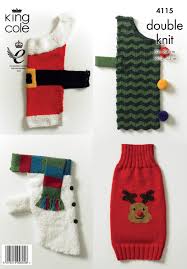 King Cole Christmas Dog Coats Knitting Pattern 4115 - Double Knit