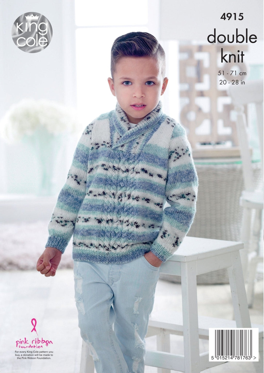 King Cole Childs Sweater & Cardigan Knitting Pattern 4915 - Double Knit