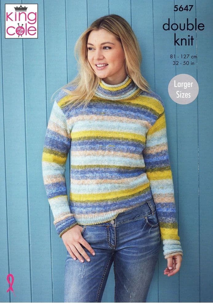 King Cole Ladies Sweaters Knitting Pattern 5647 - Double Knit