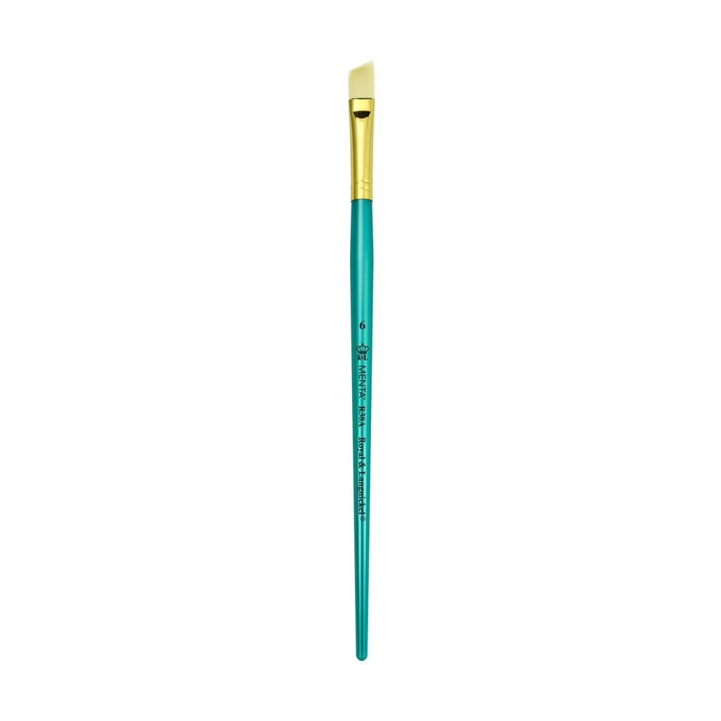 Menta Series 38: Synthetic White Bristle Long Handle Paintbrush - Angular