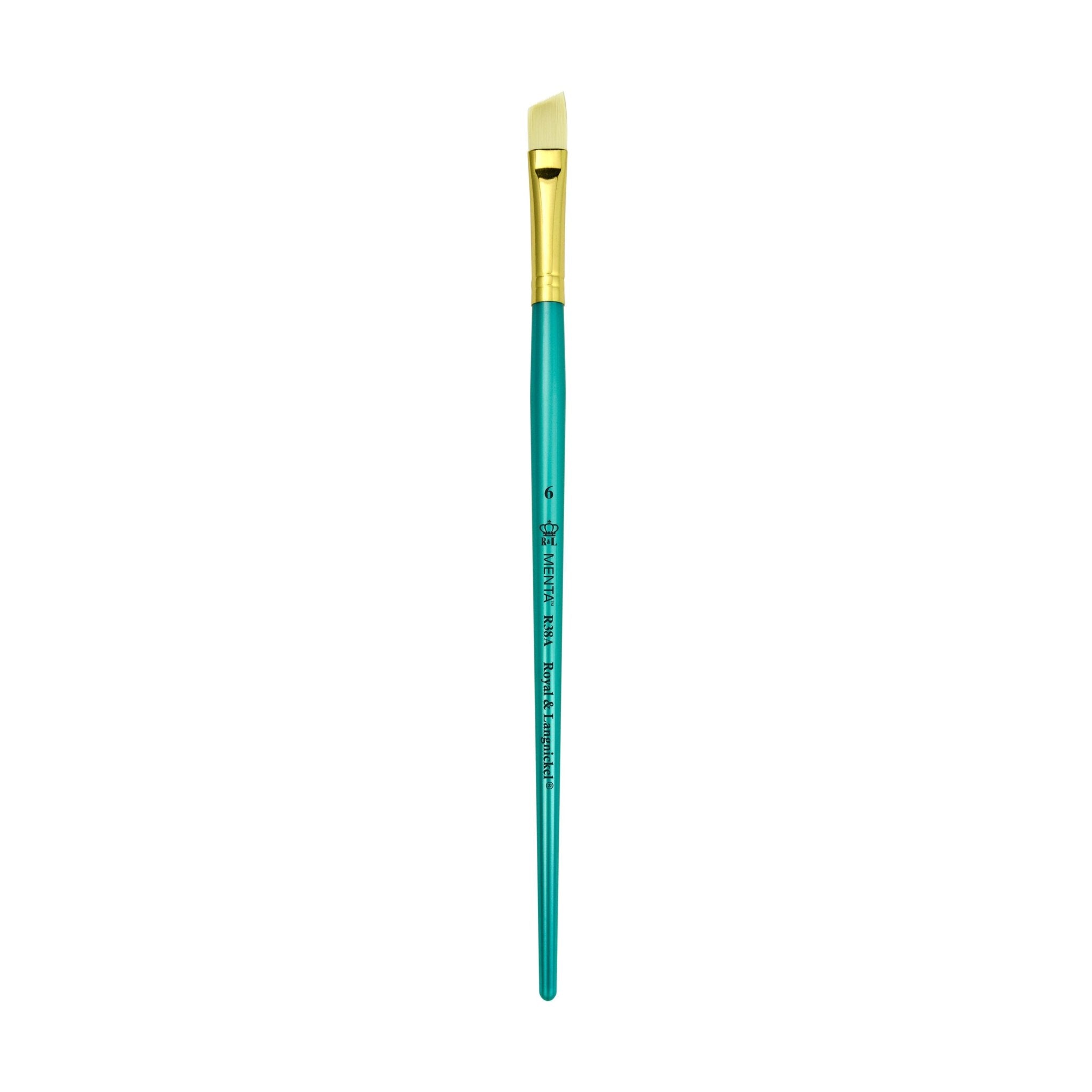 Menta Series 38: Synthetic White Bristle Long Handle Paintbrush - Angular