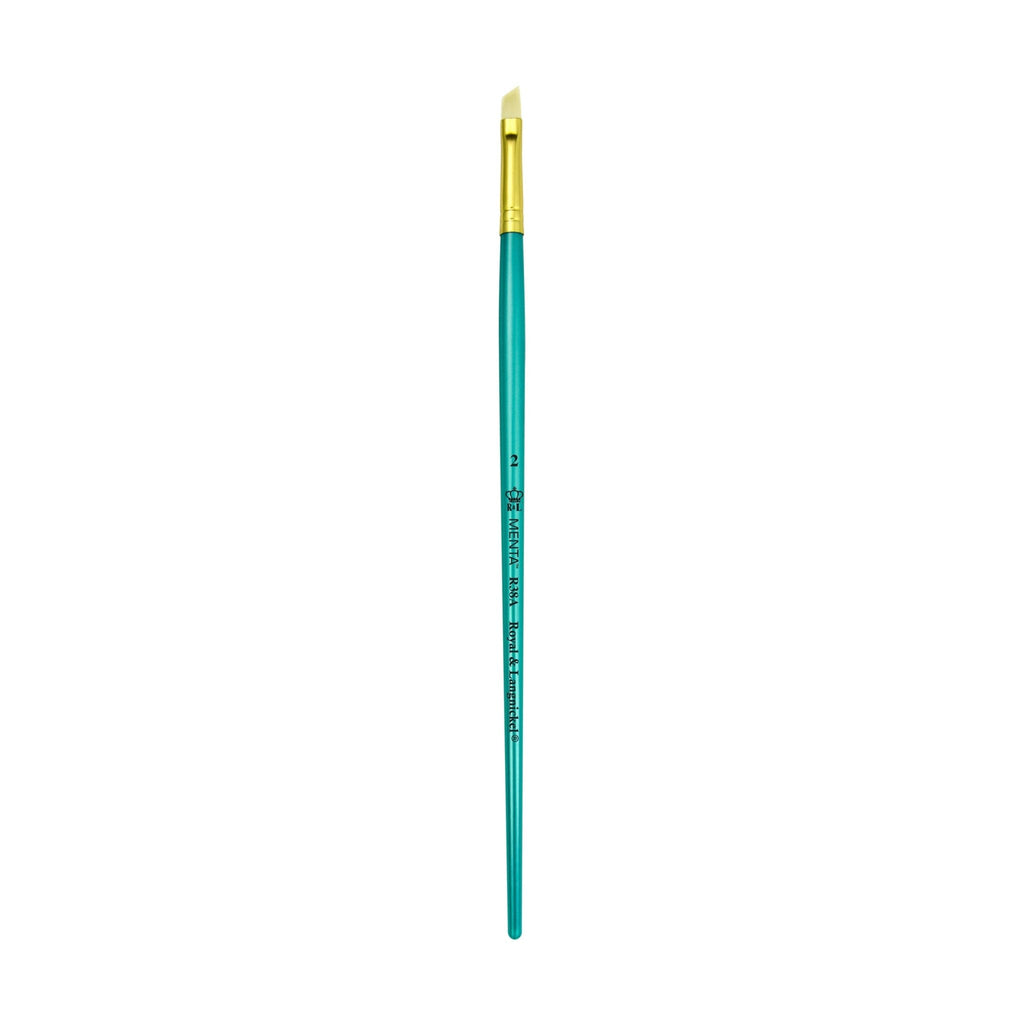 Menta Series 38: Synthetic White Bristle Long Handle Paintbrush - Angular