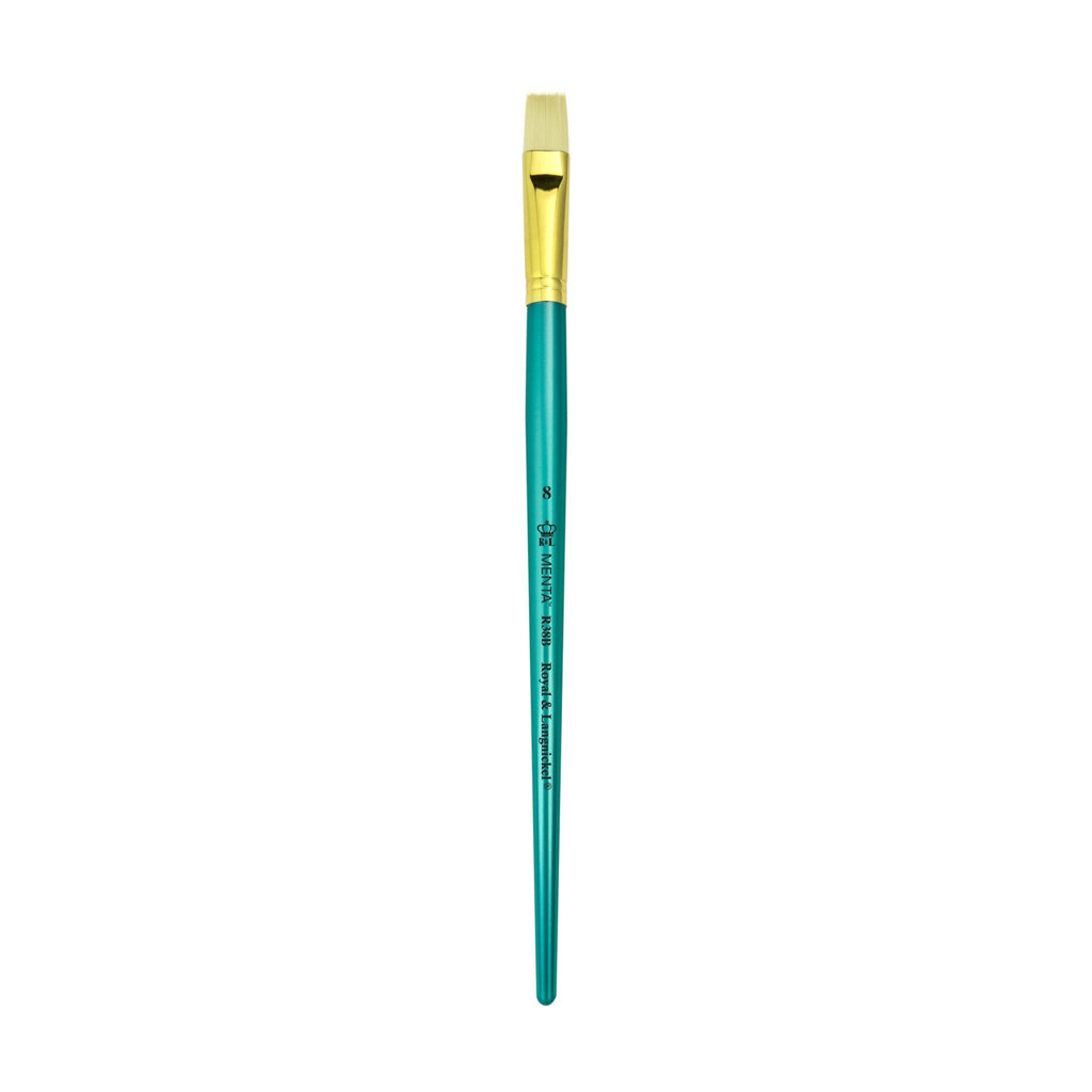Menta Series 38: Synthetic White Bristle Long Handle Paintbrush - Bright