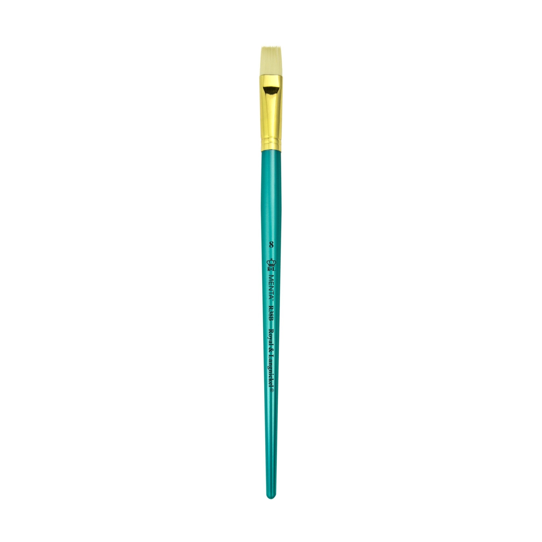 Menta Series 38: Synthetic White Bristle Long Handle Paintbrush - Bright
