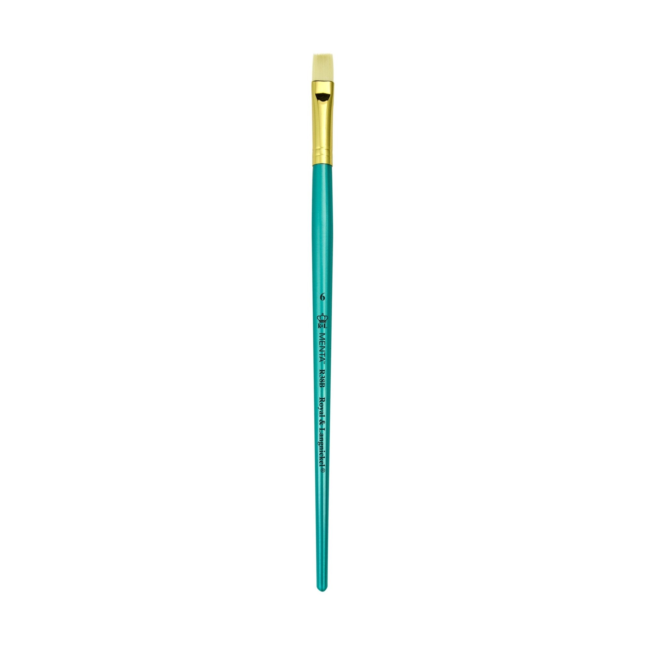 Menta Series 38: Synthetic White Bristle Long Handle Paintbrush - Bright