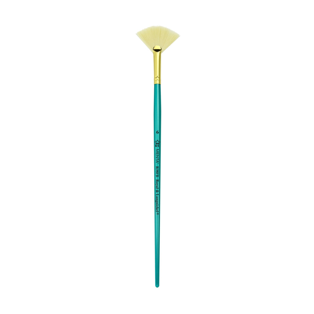 Menta Series 38: Synthetic White Bristle Long Handle Paintbrush - Fan