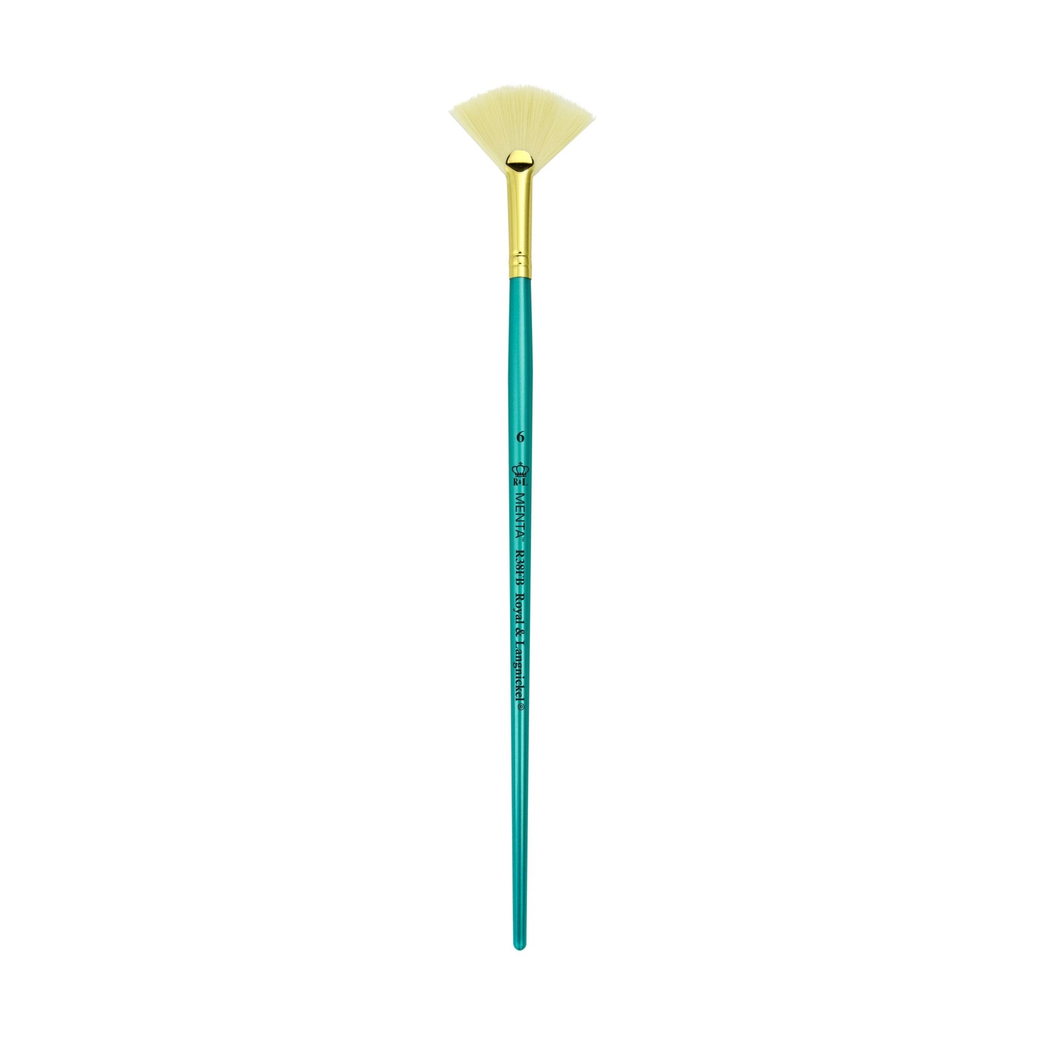 Menta Series 38: Synthetic White Bristle Long Handle Paintbrush - Fan