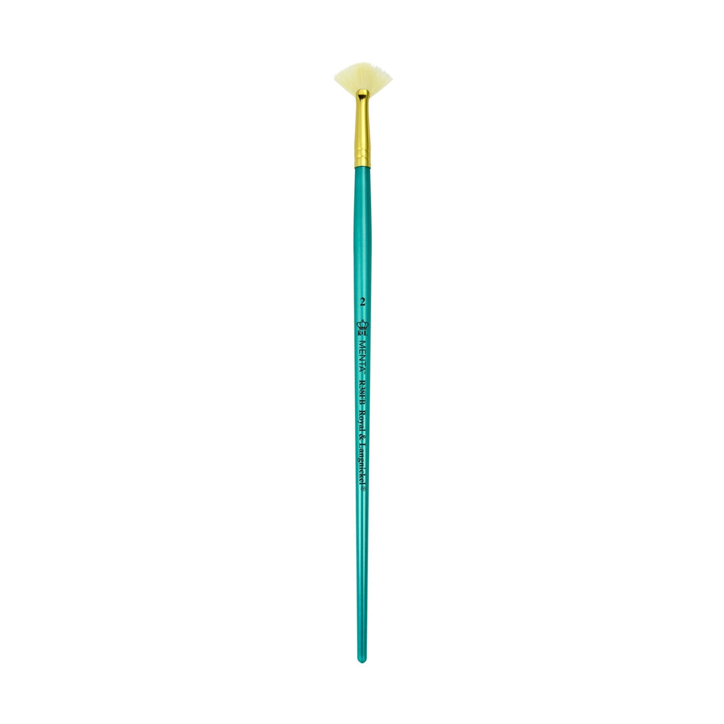 Menta Series 38: Synthetic White Bristle Long Handle Paintbrush - Fan