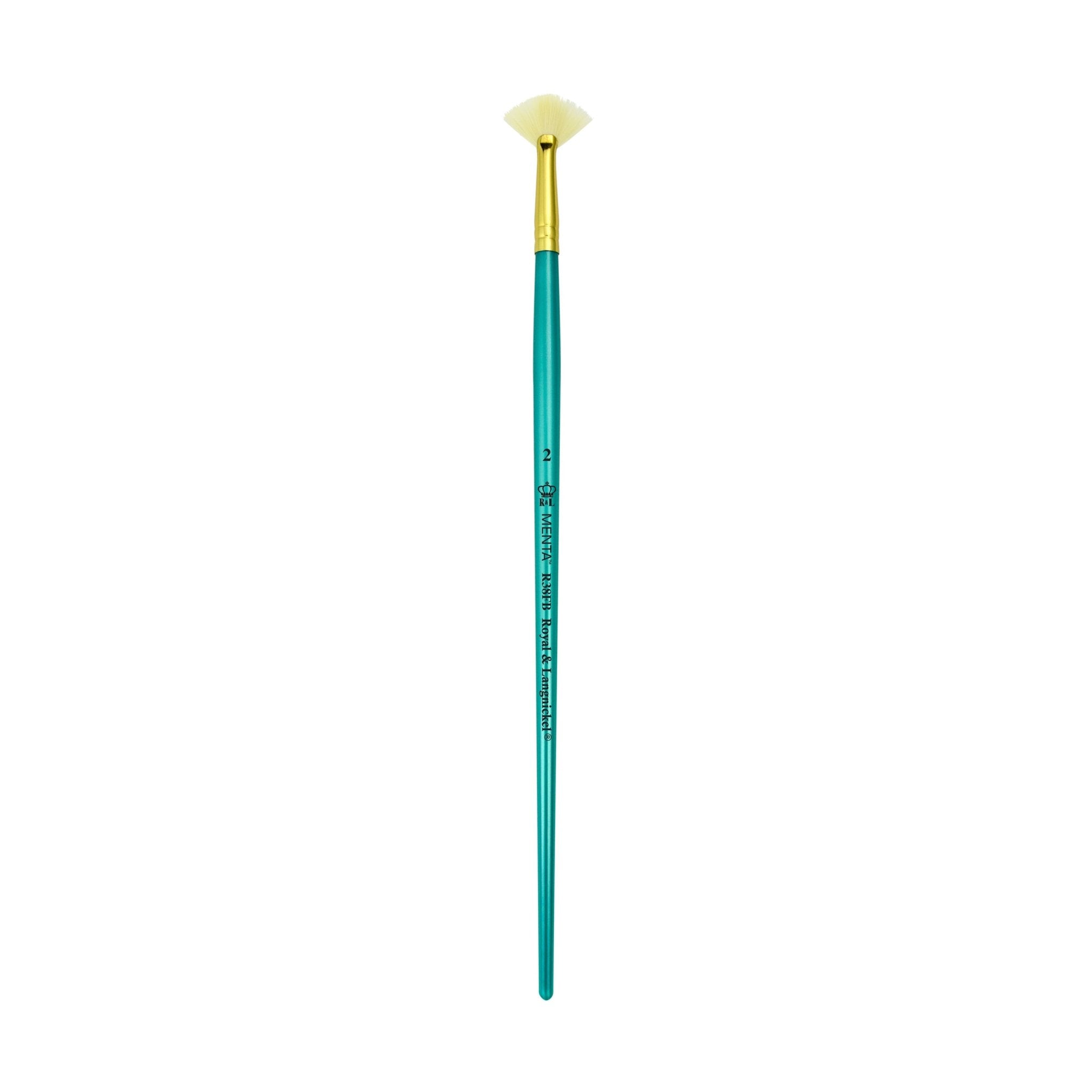 Menta Series 38: Synthetic White Bristle Long Handle Paintbrush - Fan