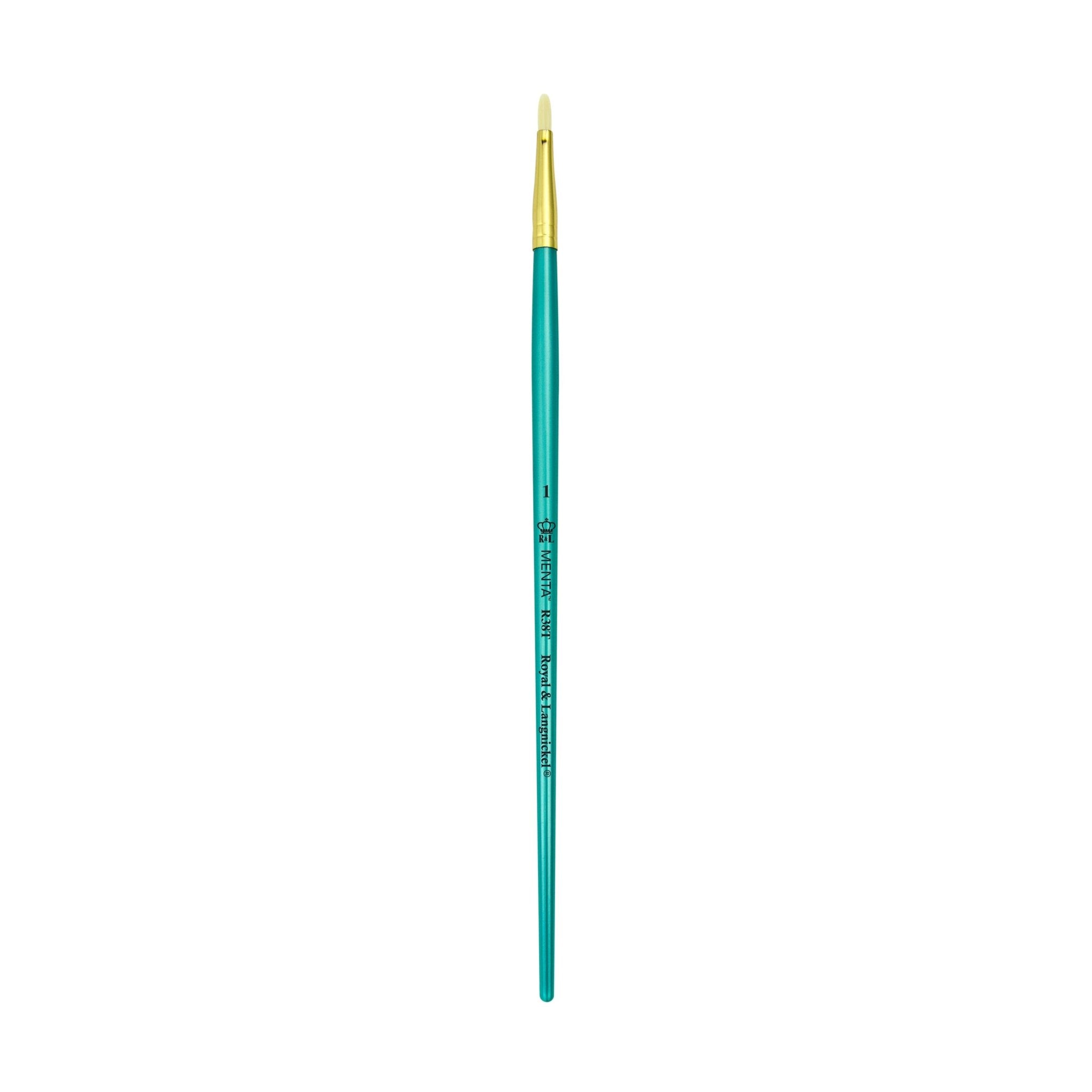 Menta Series 38: Synthetic White Bristle Long Handle Paintbrush - Filbert