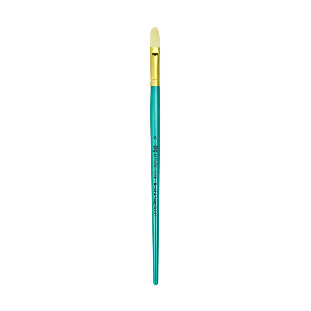Menta Series 38: Synthetic White Bristle Long Handle Paintbrush - Filbert
