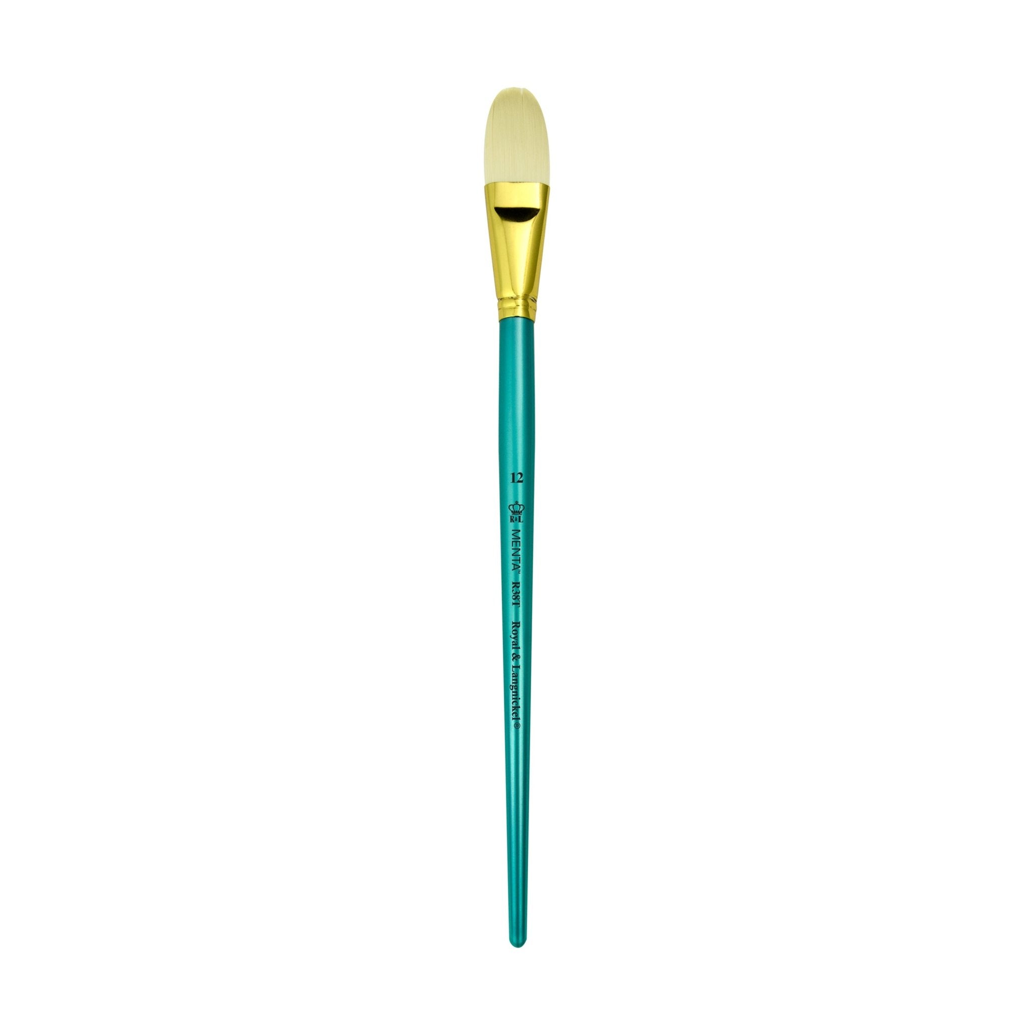 Menta Series 38: Synthetic White Bristle Long Handle Paintbrush - Filbert