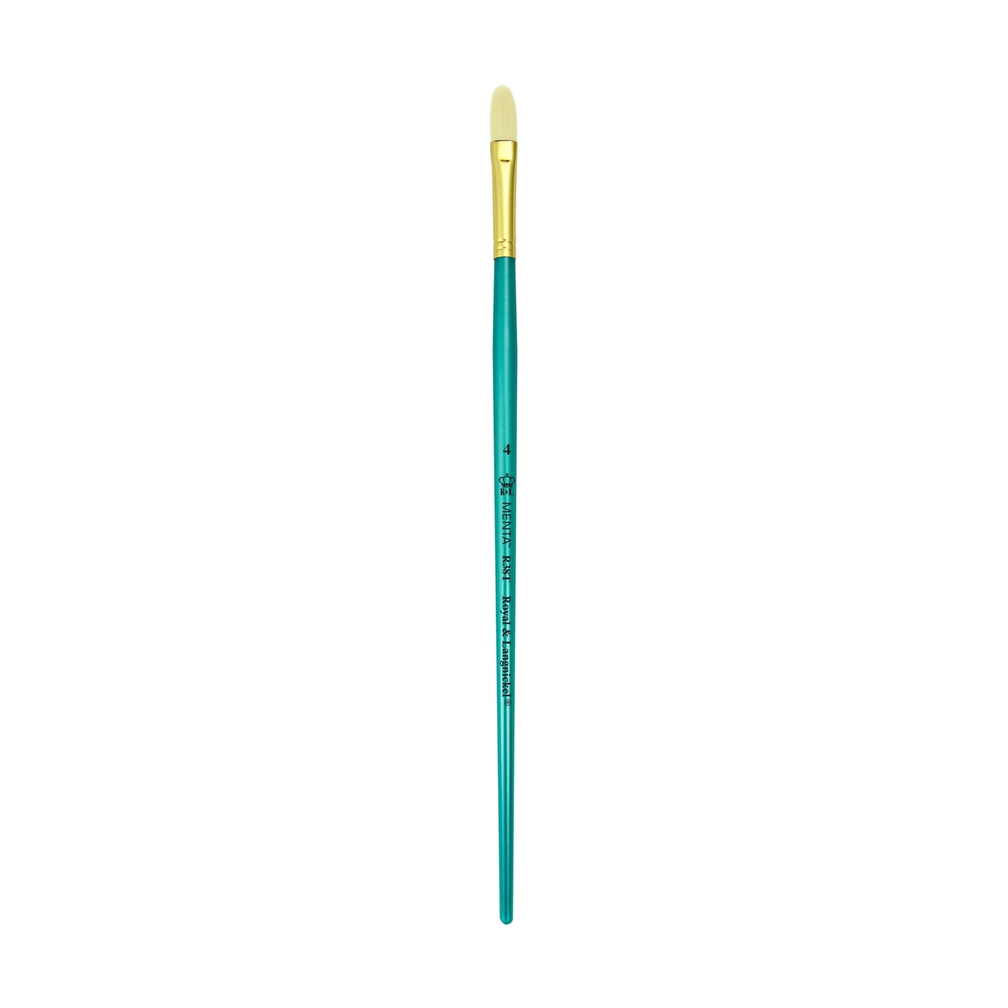 Menta Series 38: Synthetic White Bristle Long Handle Paintbrush - Filbert