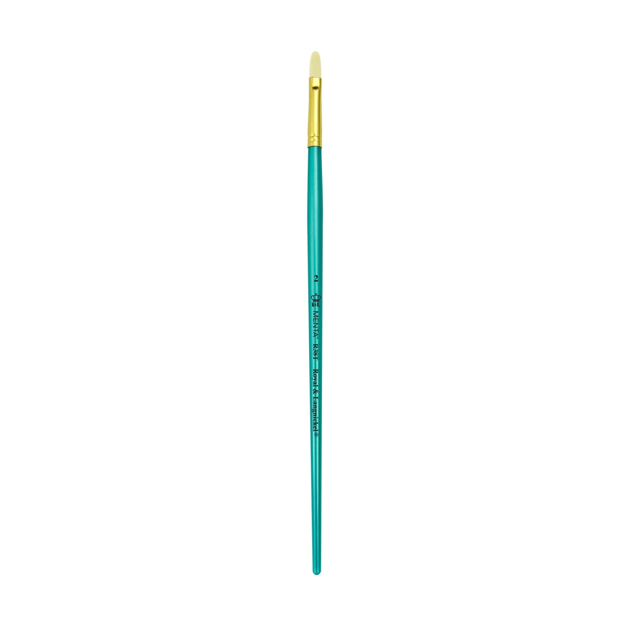 Menta Series 38: Synthetic White Bristle Long Handle Paintbrush - Filbert