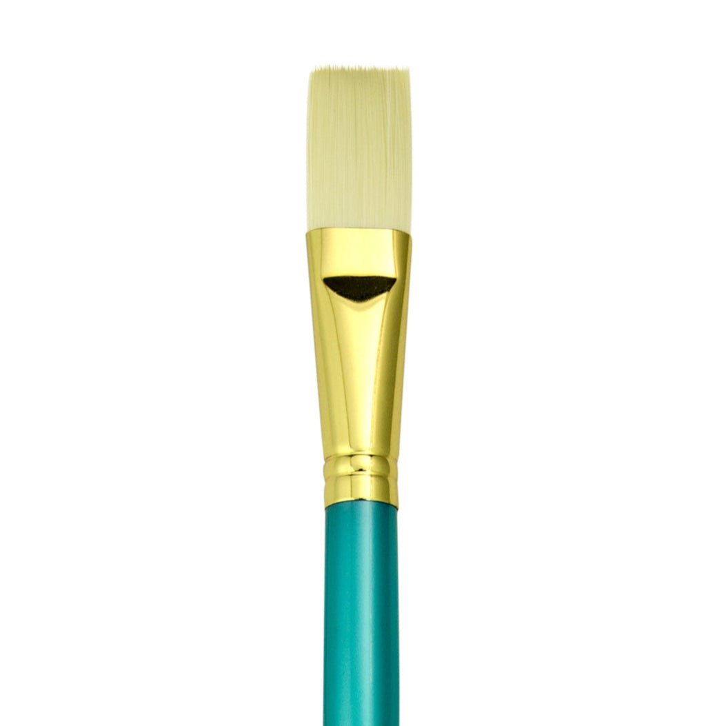 Menta Series 38: Synthetic White Bristle Long Handle Paintbrush - Flat