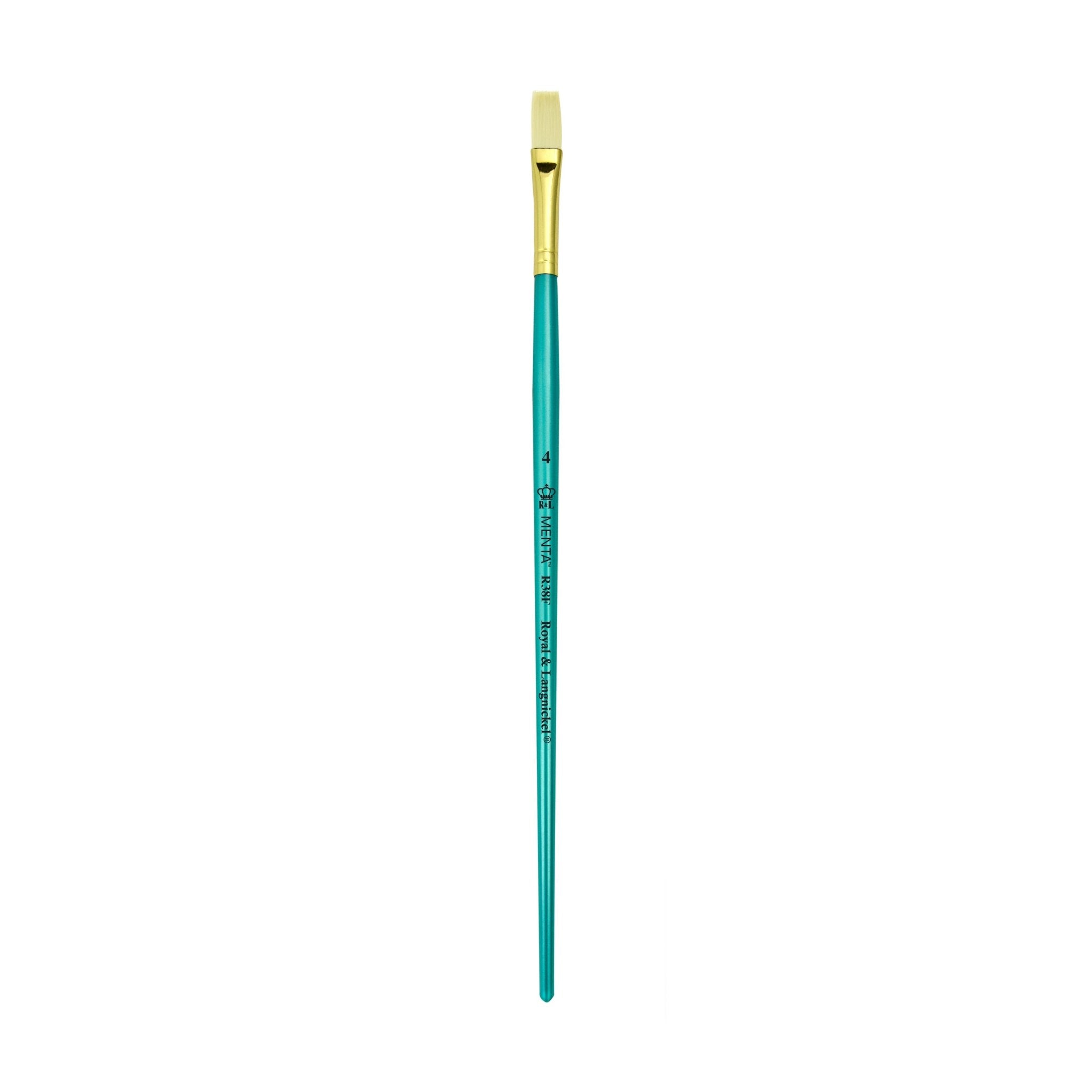 Menta Series 38: Synthetic White Bristle Long Handle Paintbrush - Flat