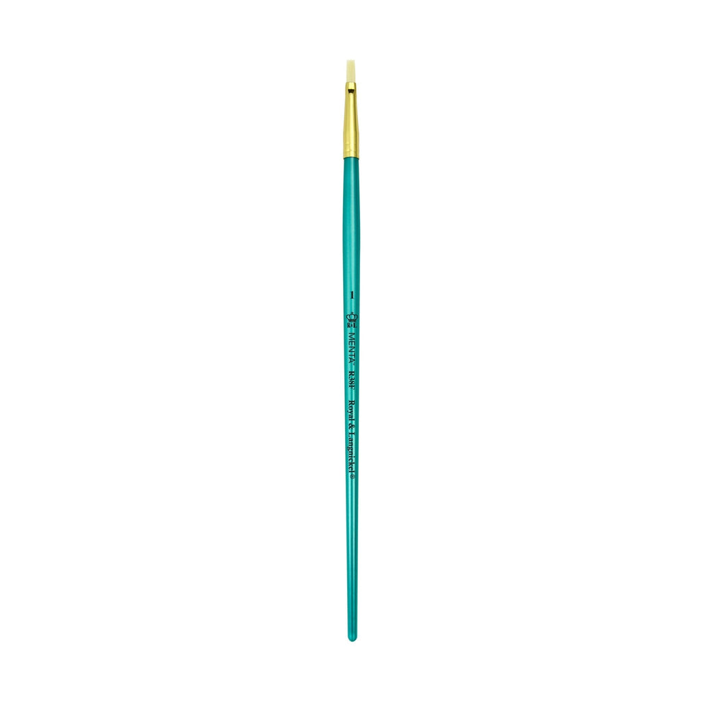 Menta Series 38: Synthetic White Bristle Long Handle Paintbrush - Flat