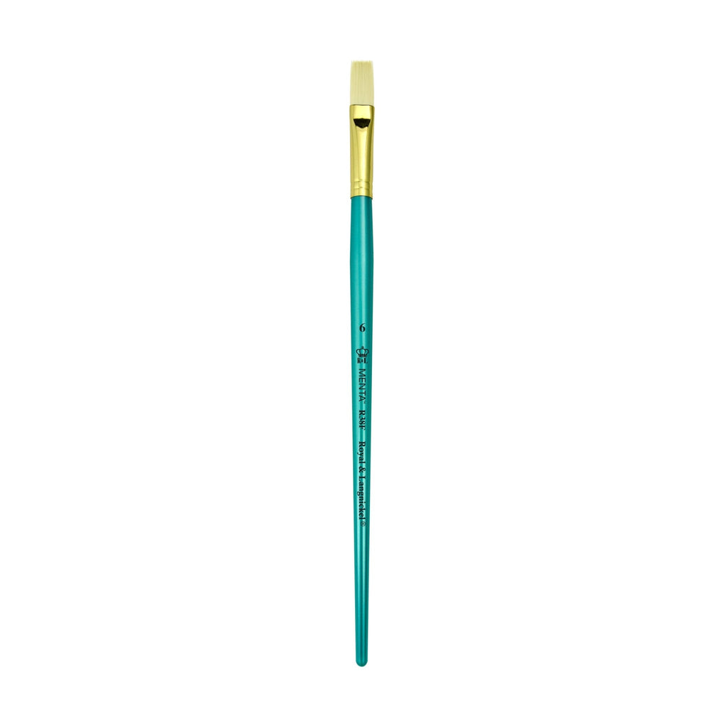 Menta Series 38: Synthetic White Bristle Long Handle Paintbrush - Flat
