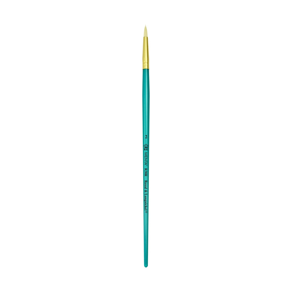 Menta Series 38: Synthetic White Bristle Long Handle Paintbrush - Round