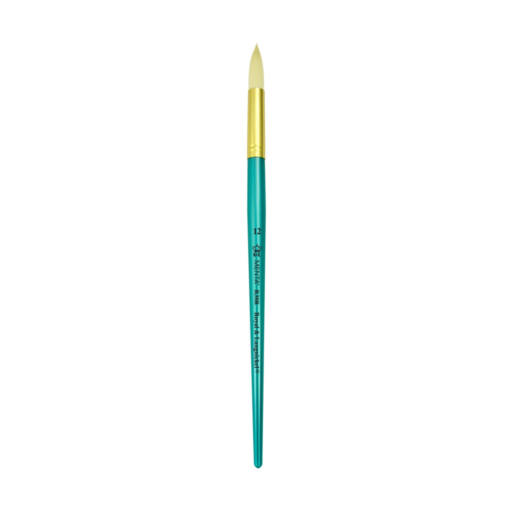 Menta Series 38: Synthetic White Bristle Long Handle Paintbrush - Round