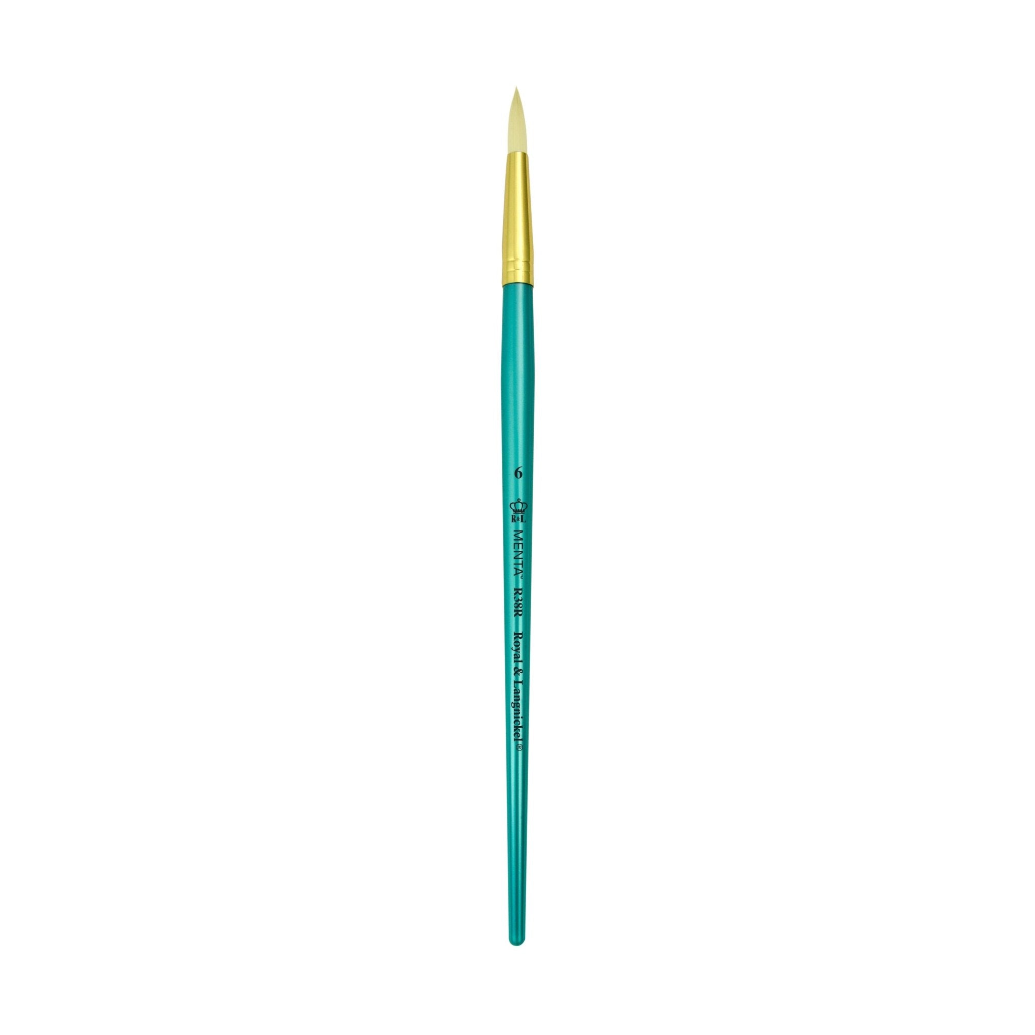 Menta Series 38: Synthetic White Bristle Long Handle Paintbrush - Round
