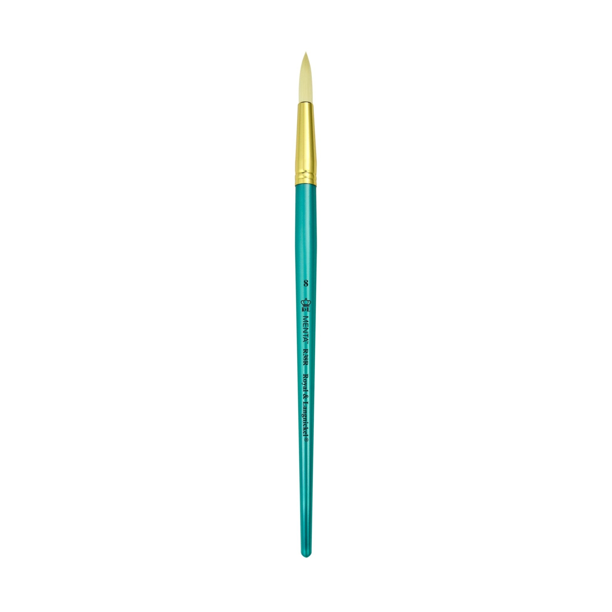 Menta Series 38: Synthetic White Bristle Long Handle Paintbrush - Round