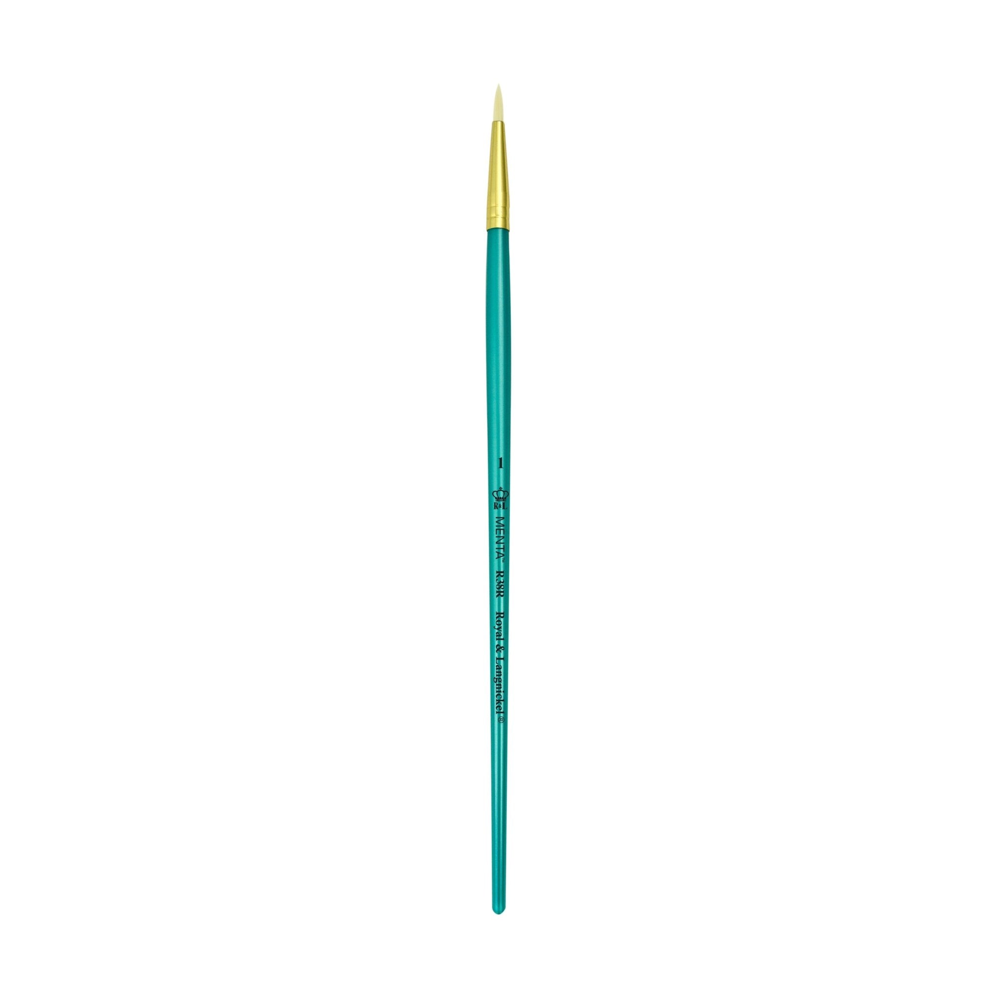 Menta Series 38: Synthetic White Bristle Long Handle Paintbrush - Round