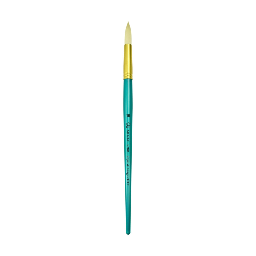 Menta Series 38: Synthetic White Bristle Long Handle Paintbrush - Round