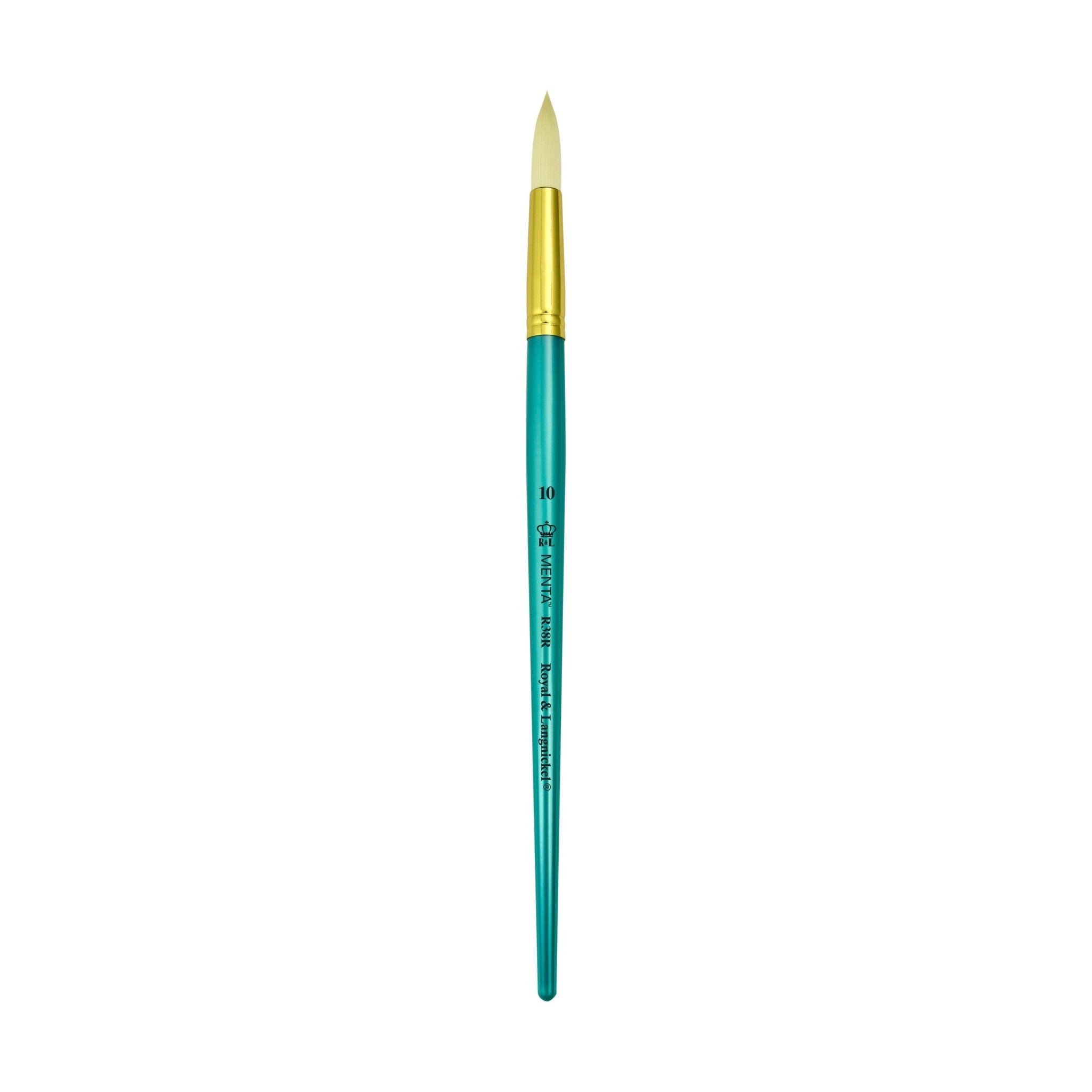 Menta Series 38: Synthetic White Bristle Long Handle Paintbrush - Round