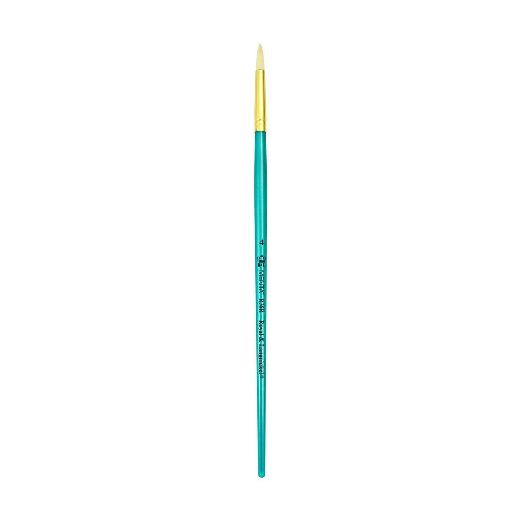 Menta Series 38: Synthetic White Bristle Long Handle Paintbrush - Round