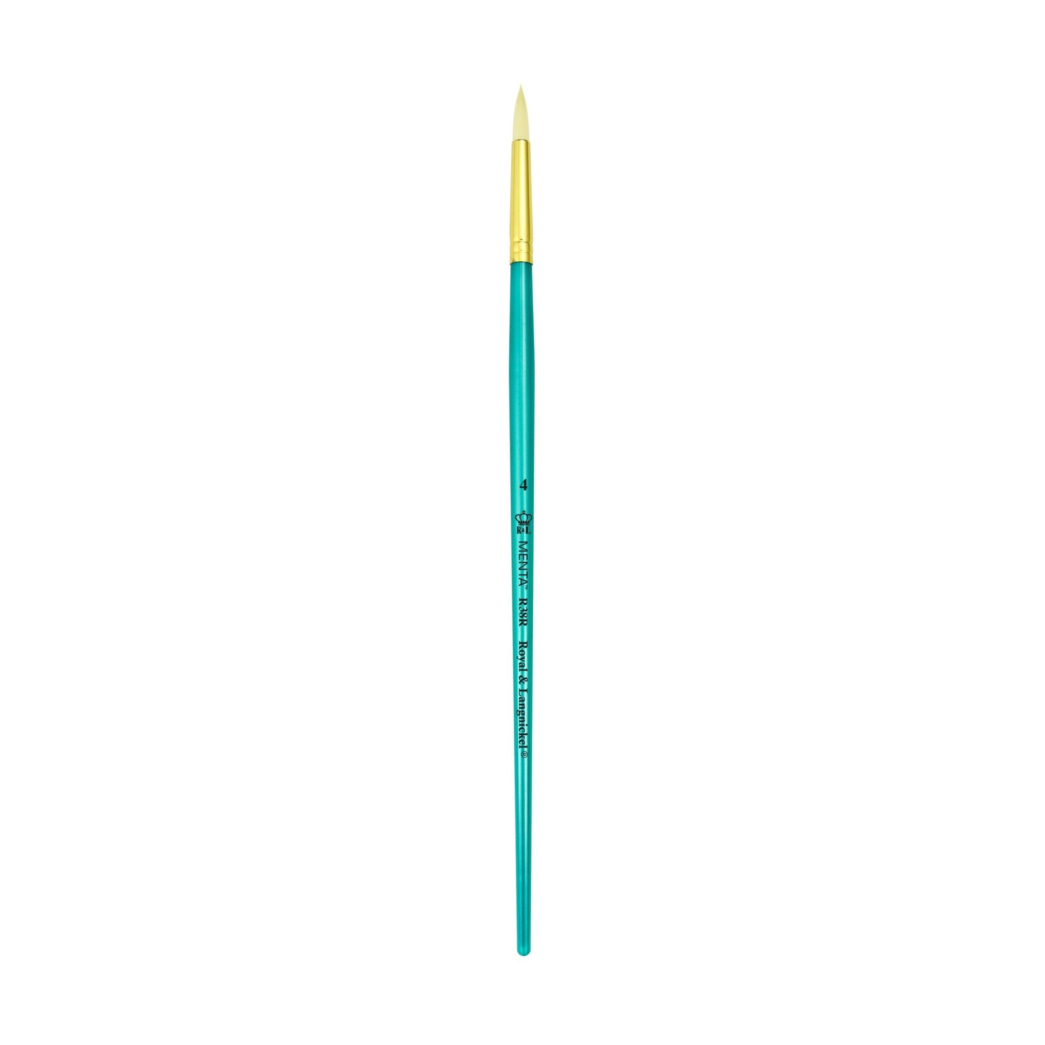 Menta Series 38: Synthetic White Bristle Long Handle Paintbrush - Round