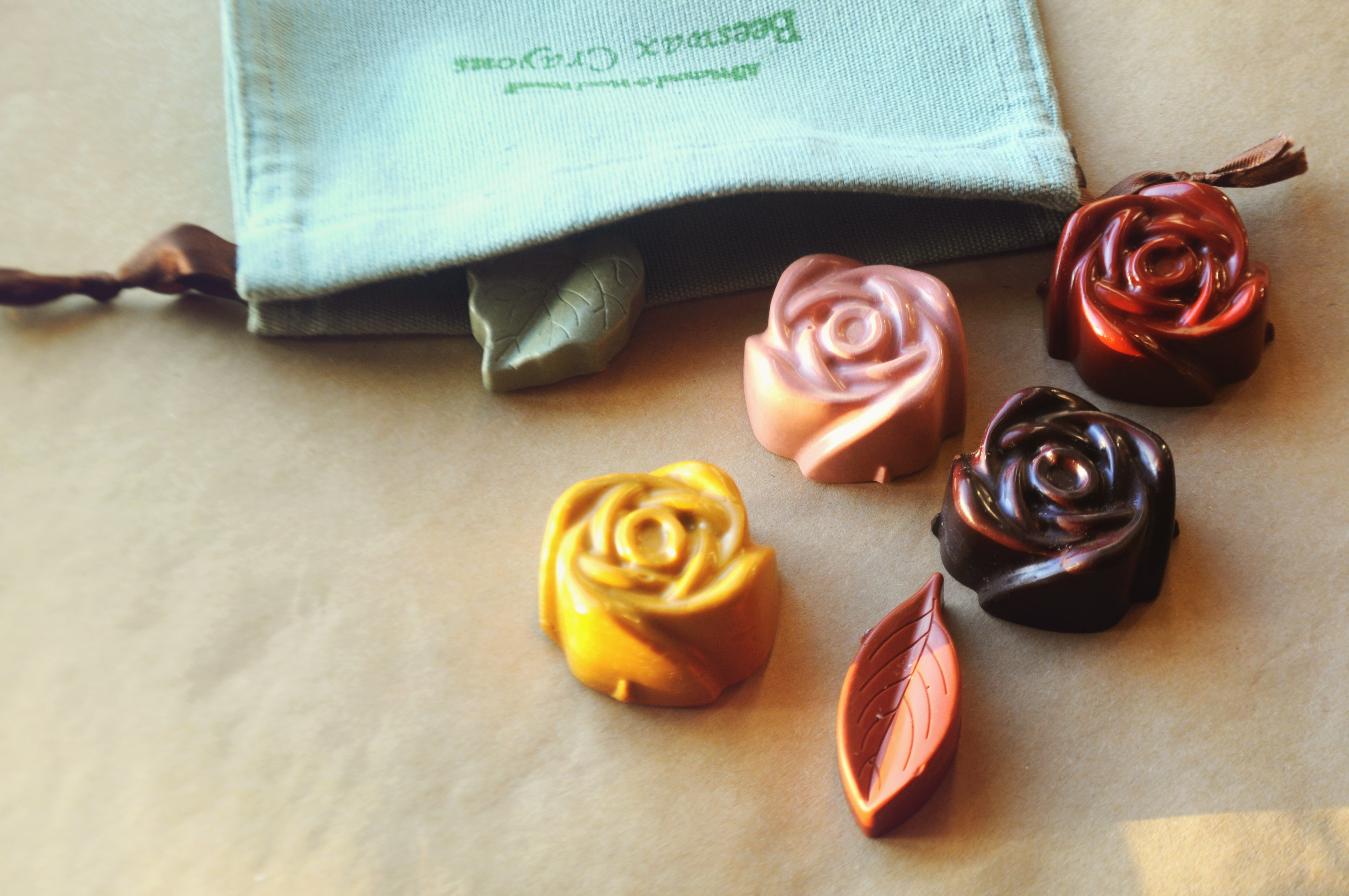 Handmade Natural Jumbo Rose Beeswax Crayons – Set of 6 Crayons